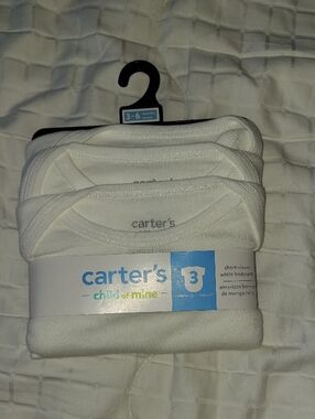 Carter's White Short-Sleeve Baby Bodysuit 3-Pack (3-6m)
